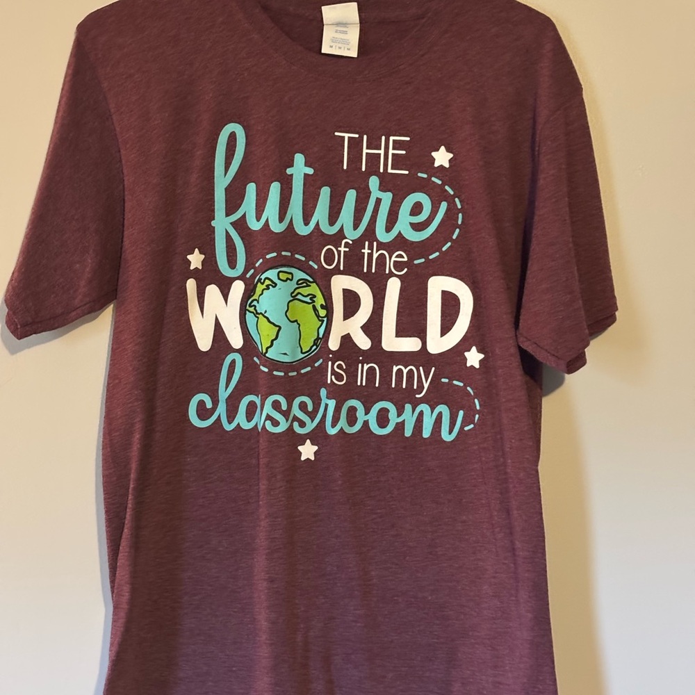 Port and Company Burgundy Short Sleeve Tee with Educational Message